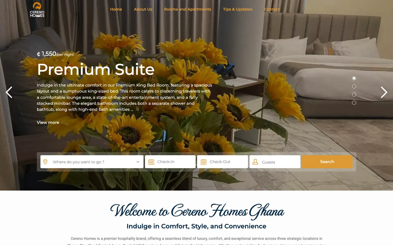 The Cereno Homes Ghana home page