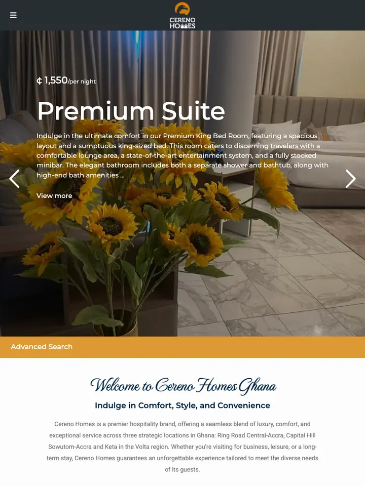 Cereno Homes Ghana on tablet