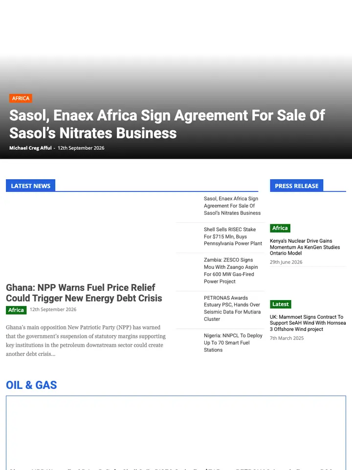 Energy News Africa on tablet