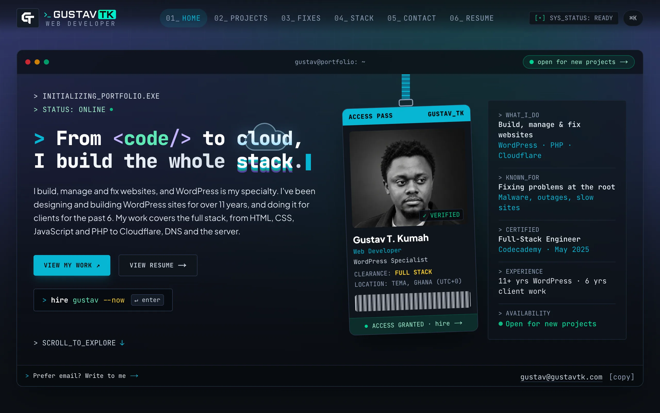 Gustav T. Kumah on desktop