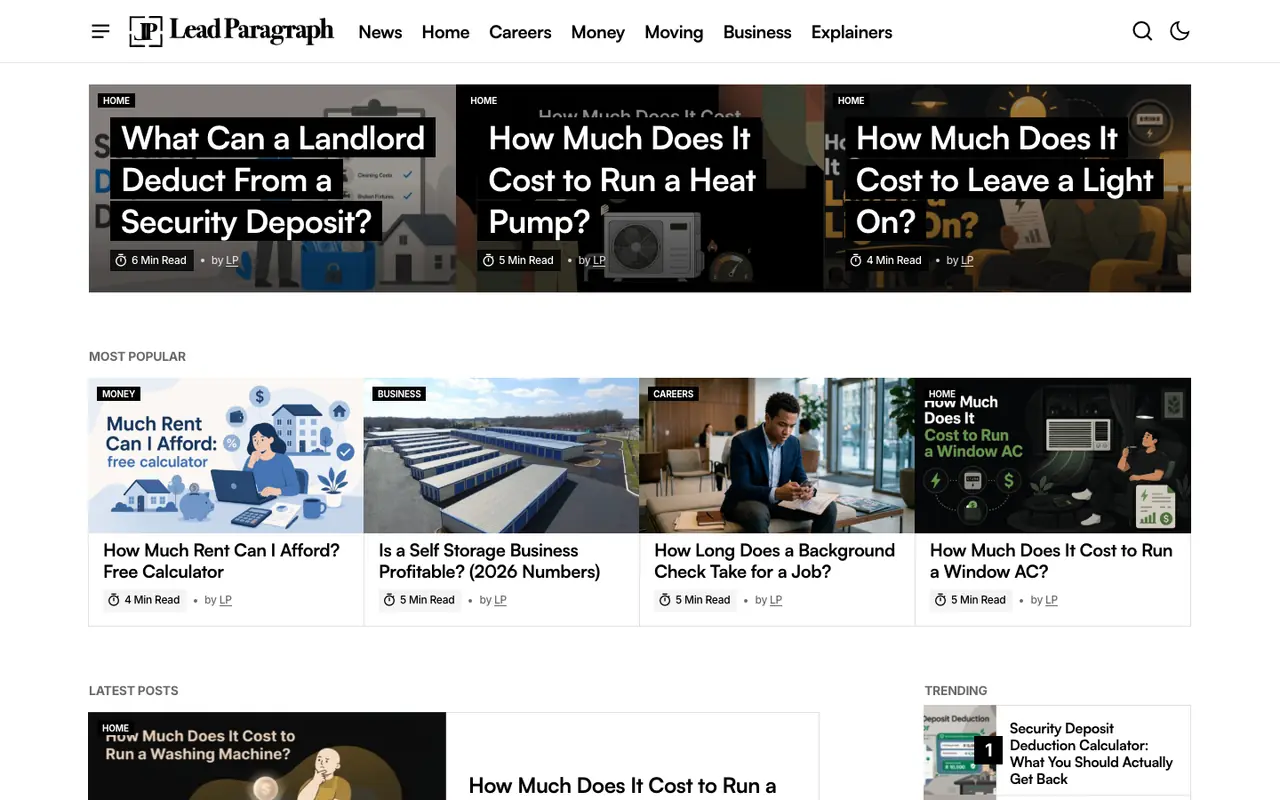 Lead Paragraph on desktop