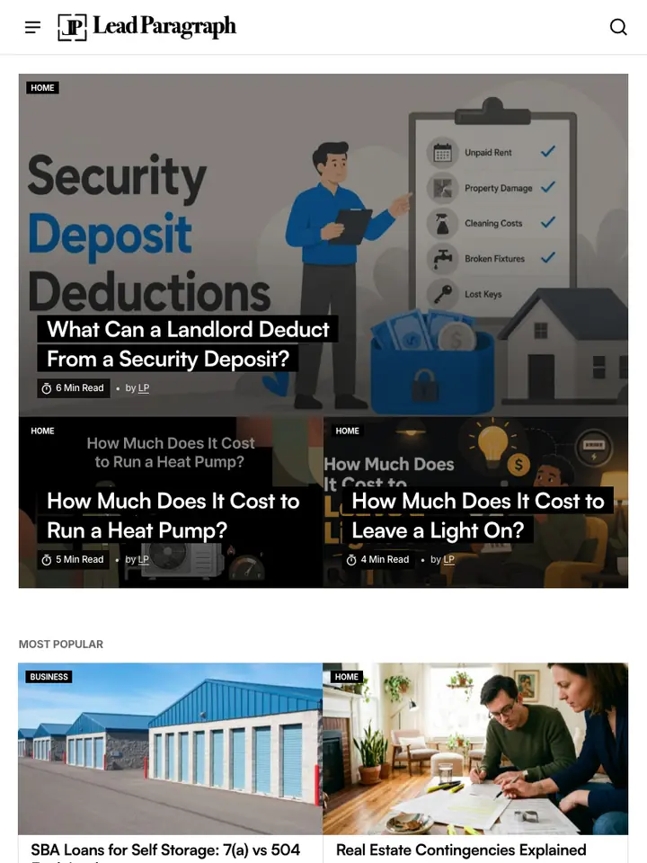 Lead Paragraph on tablet