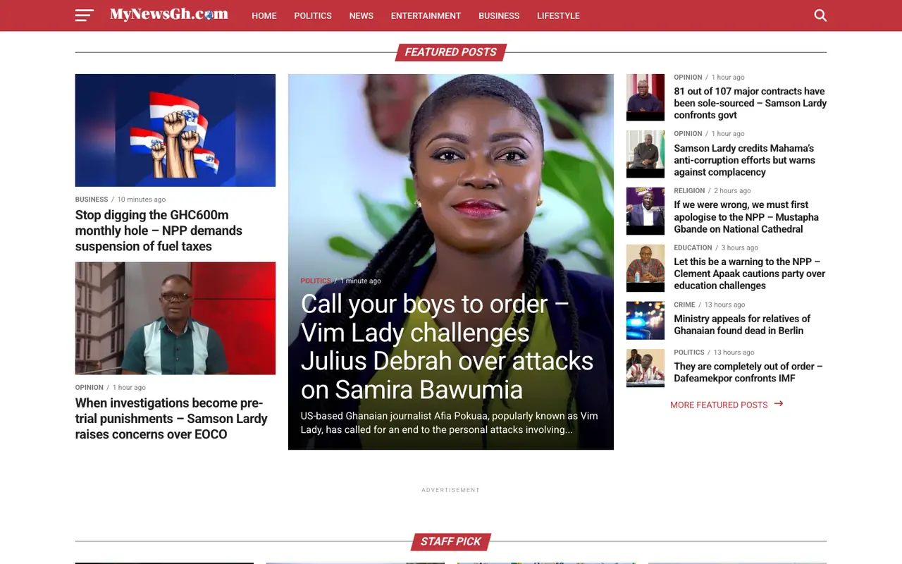 The MyNewsGh home page