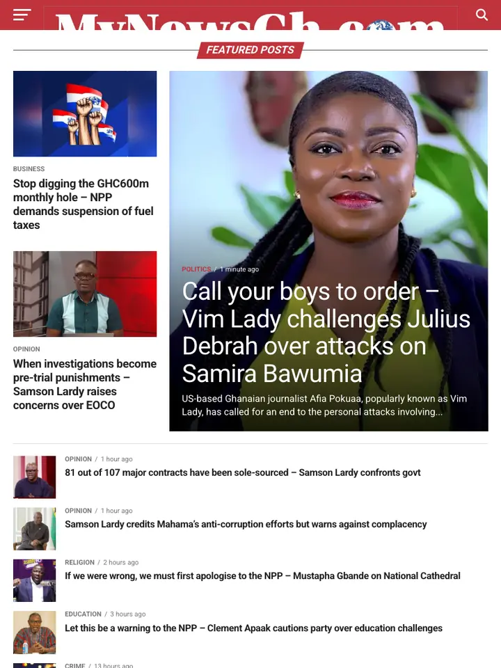 MyNewsGh on tablet